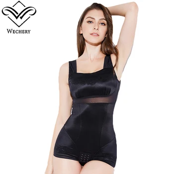 Wechery corp corset femei Slăbire Spandex Plus Dimensiune Bodysuit Overbust Body Shaper Negru Bej pentru Femei Lianți și Formator