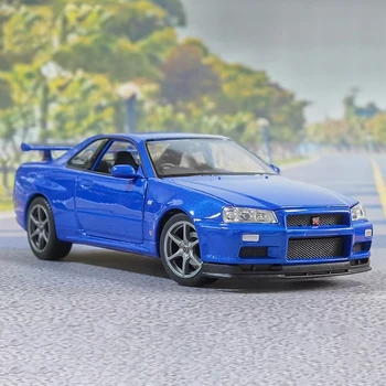 WELLY 1:24 Nissan Skyline Ares GTR R34 Diecasts & Vehicule de Jucărie Metal Mașină de Jucărie Model de Simulare Mare de Colectare de Jucării pentru Copii