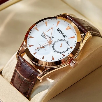 WOKAI de înaltă calitate de moda casual personalizate pentru bărbați curea din piele cuarț ceas pentru bărbați afaceri sport simplu ceas retro