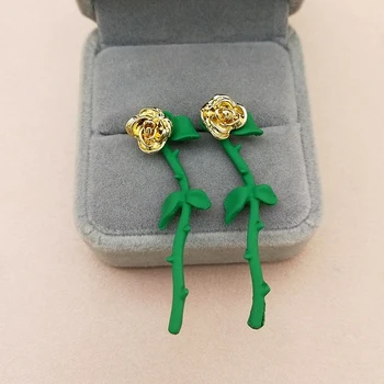 Youga 2 buc/Pachet Culoare de Aur din Aliaj de Flori de Trandafir Cercei din Metal Accesorii Femei pentru DIY Bijuterii lucrate Manual Face en-Gros