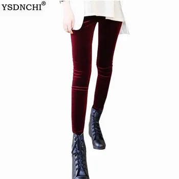 YSDNCHI Femei Jambiere Moale Solid Moda la Mijlocul Tricotate Catifea Leggins Bumbac Pantaloni de Creion femeii Toamna